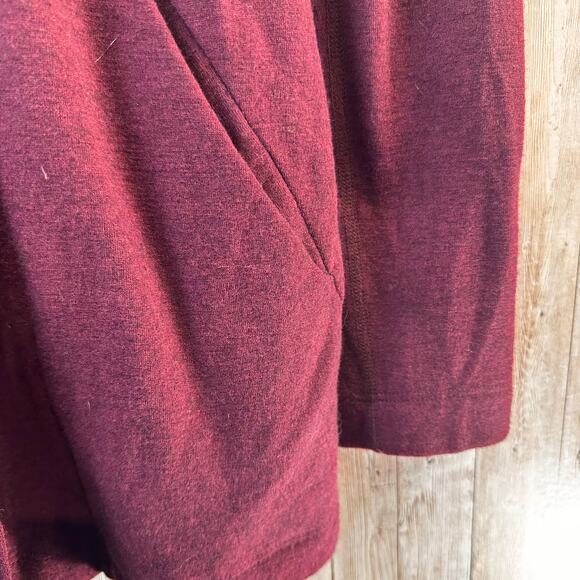 Ibex Reese Cardigan Sweater‎ S Cranberry Red Merino Wool Blend Foldover Collar - Picture 5 of 8